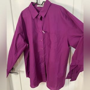 Foxcroft NWT Button Up Long Sleeve Purple Wrinkle Free Dress Shirt 18W